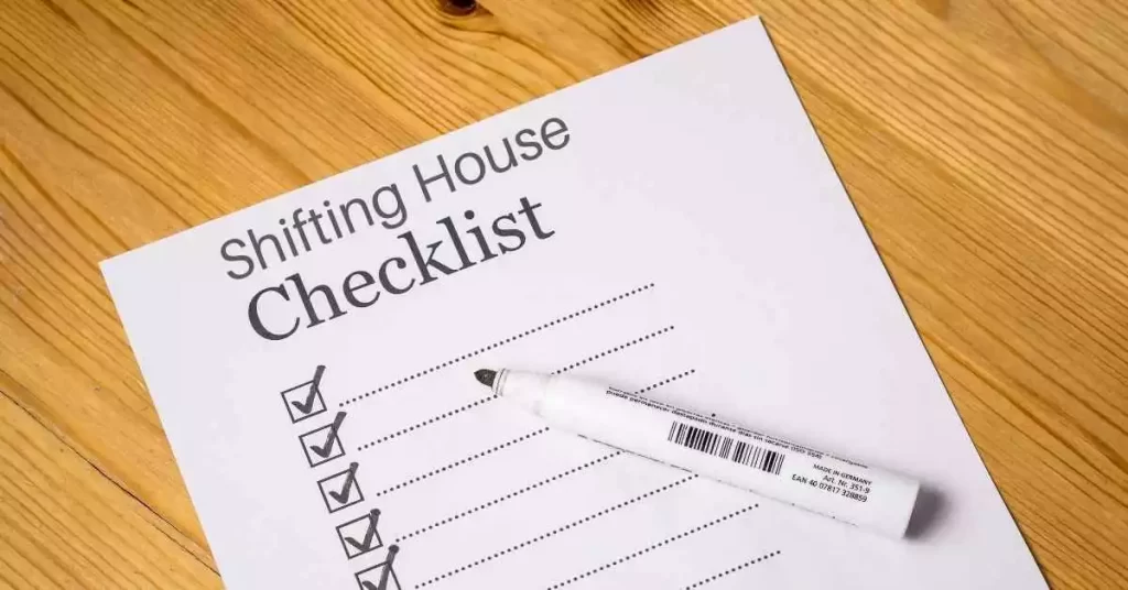 Checklist for shifting house India