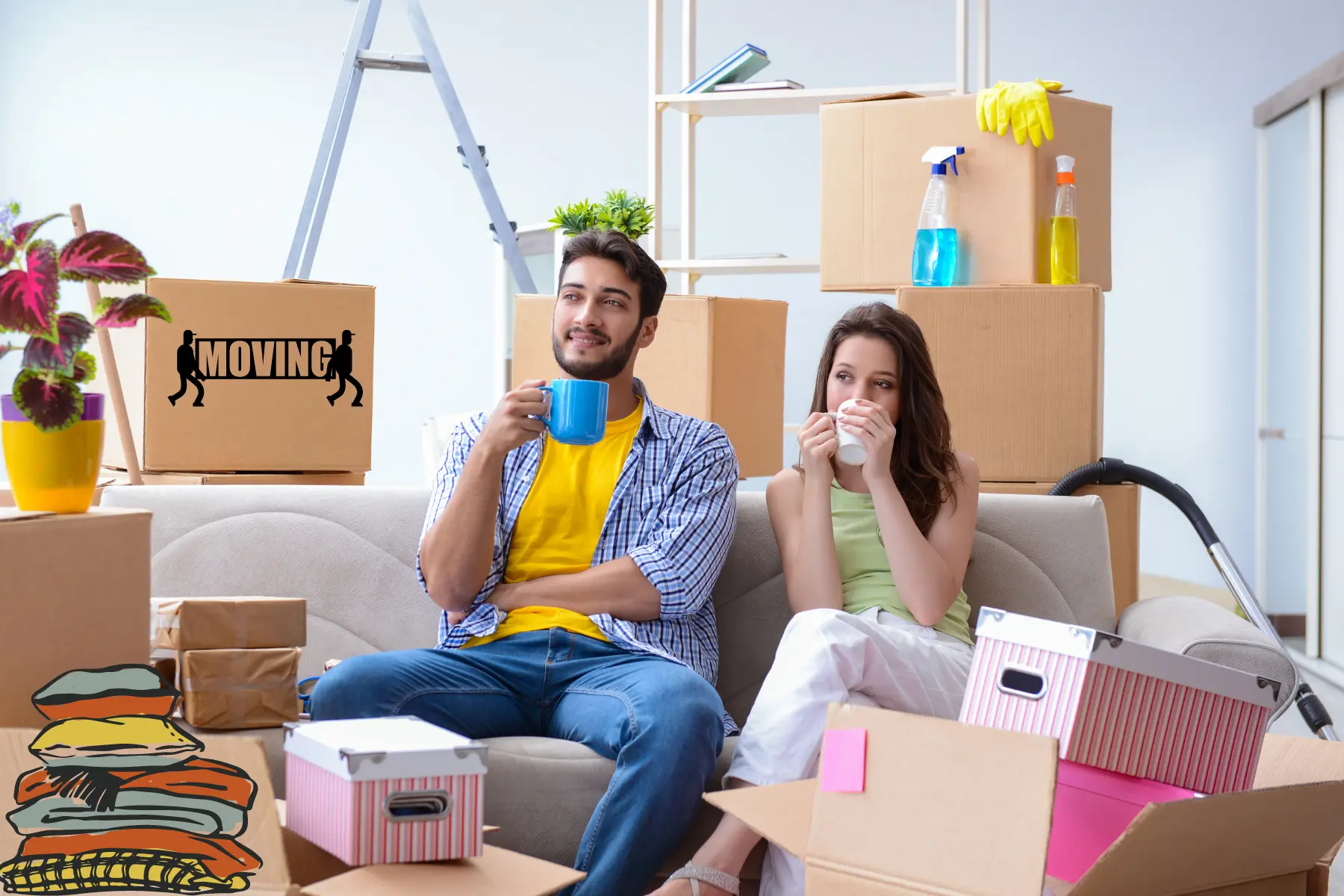 A Man and women household Packing Photo